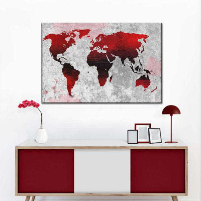 «Crimson World Map», reproduction sur toile