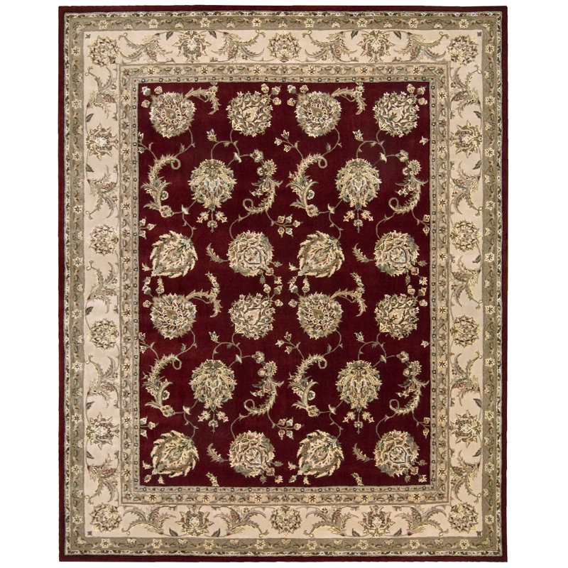 Tapis rouge / ivoire en laine touffeté à la main Ellerswick, Rectangle 9 pi 9 po x 13 pi 9 po