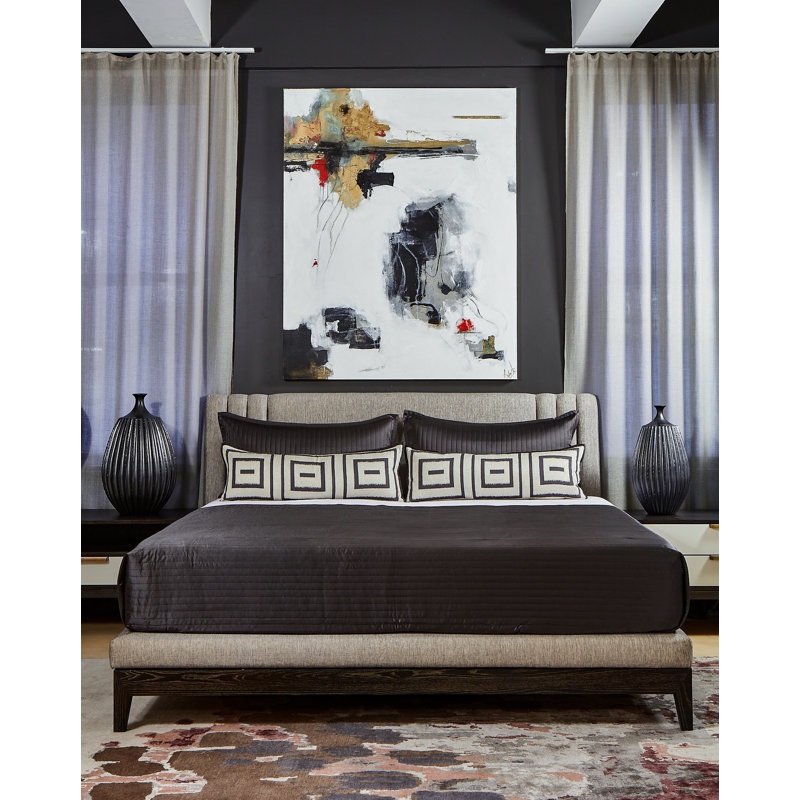 Charmeuse Channel Quilt Coverlet, King Coverlet, Charcoal