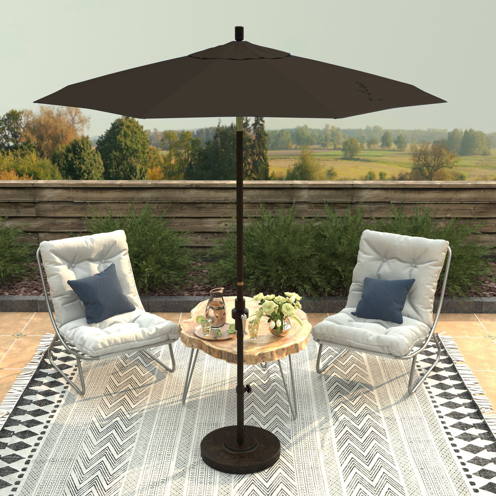 Che 90'' Outdoor Umbrella, Mocha Performance Canvas