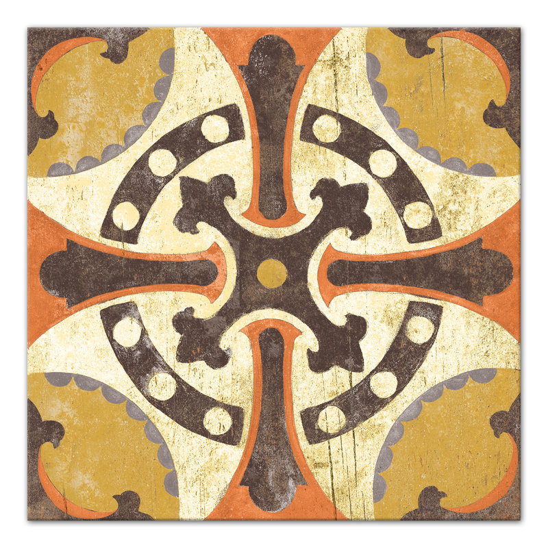 « orange marocain tile », reproduction de peinture à l’acrylique sur toile tendue, H 36 po x l 36 po