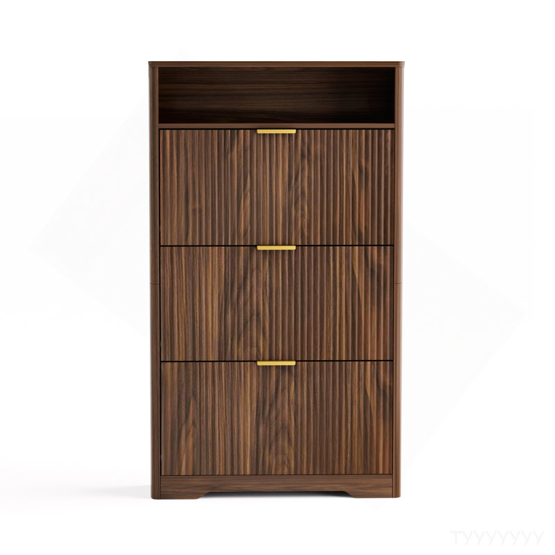 Shoe Cabinet Storage For Entryway Hidden Shoes Storage Cabinet With 3 Flip Drawers, Tall Free Standing Shoe Organizer Rack For Foyer, Hallway. Walnut ,31.6'' L X 9.6'' W X 54.4'' H.