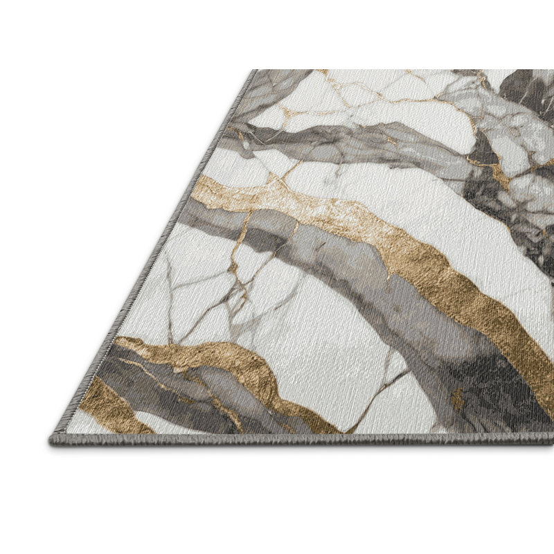 Machine Washable Gray Area Rug, Rectangle 8' x 10'