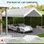 Housse pour auvent de remplacement pour abri d'auto 10 'x 20', imperméable et protégé contre les rayons UV, avec abat-jour sphérique, blanc (seulement housse)