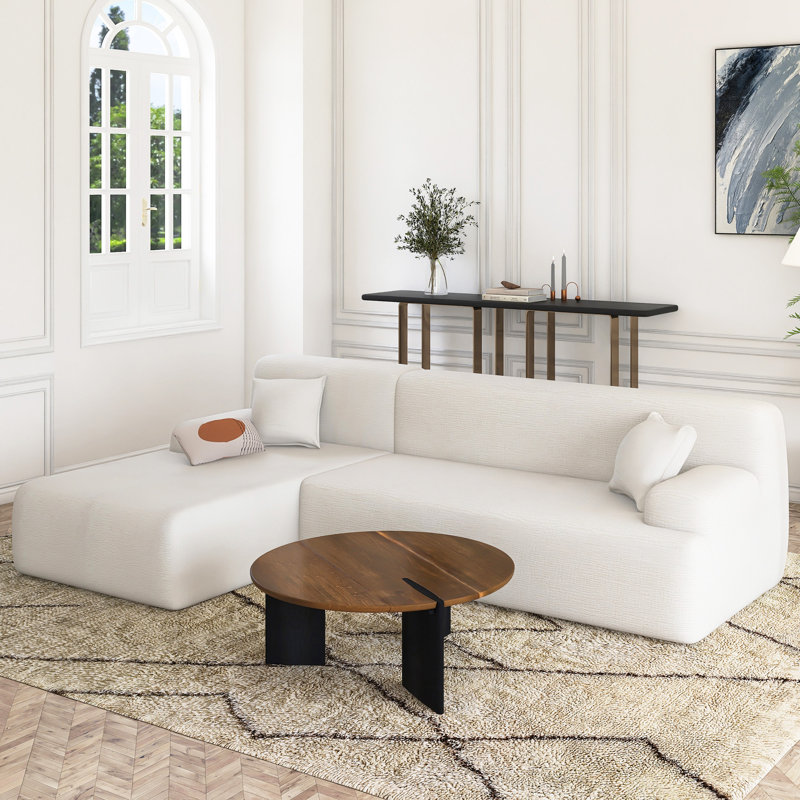 Canapé modulaire en mousse 2 pièces 2 pièces avec 2 coussins, Beige