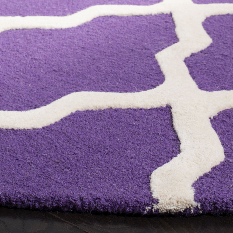 Tapis en laine touffeté à la main Cannen, Carré 6 pi, Mauve/Ivoire