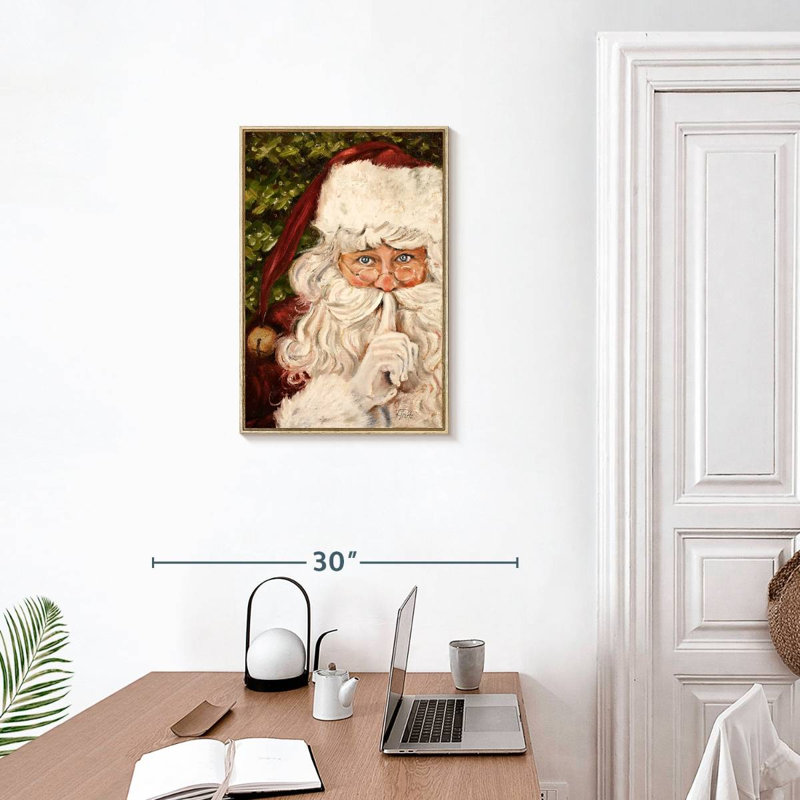 Père Noël secret, Cadre flottant en bois naturel, 17 po x 25 po