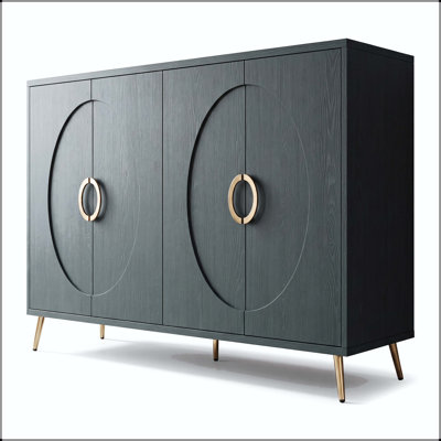 60" Italian Luxury Sideboard with Embossed Doors and Gold Handles