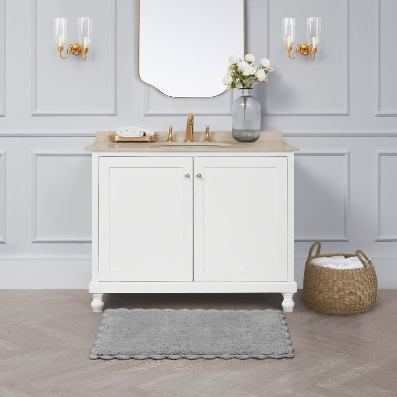 Laura Ashley Heathered Crochet Border Bath Rug 1-Piece, Single - 32" L x 20" W, Dark Gray