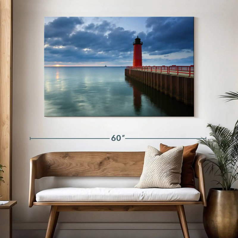 Aletra Red Milwaukee Lighthouse, 34" H x 51" W
