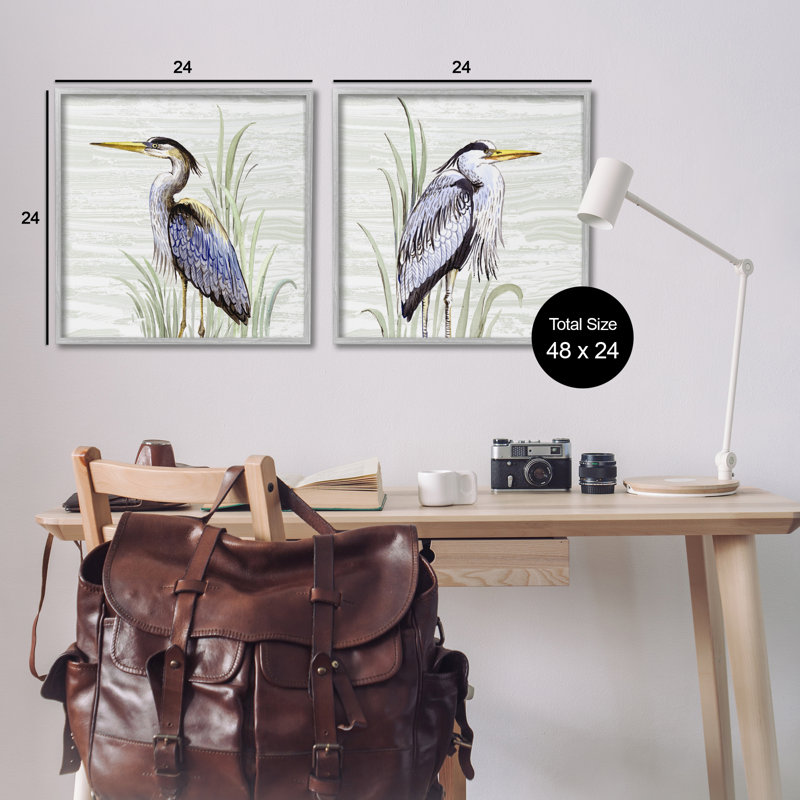 «Coastal Birds on Birch», ensemble de 2 estampes numériques par Elena Vladykina, Estampe numérique Farmhouse