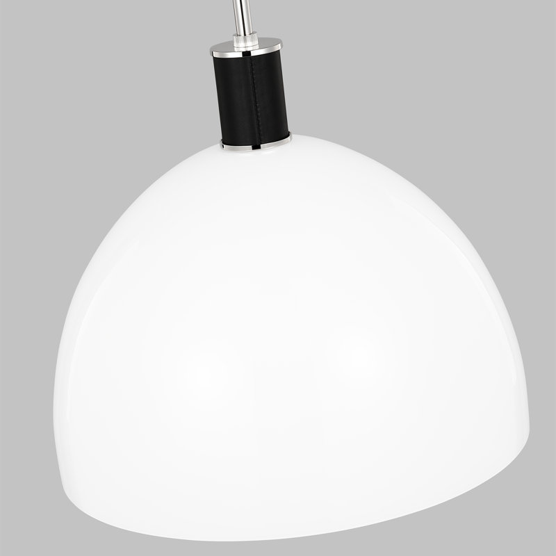 Polished Nickel Milk White Glass Bowl Pendant Light