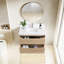 Ensemble de meuble-lavabo simple 36 po, meuble-lavabo mural avec plateau blanc, meuble-lavabo flottant avec tiroirs et tablette à fermeture en douceur, meuble-lavabo simple avec plateau