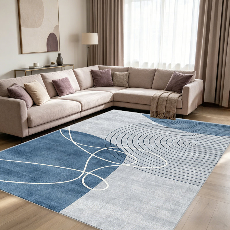 Blue Boho Line carpet-easy to clean, machine-washable, soft and comfortable; suitable for door mats, kitchens, living rooms, bedrooms, corridors, and laundry areas. Easy to clean, durable carpet for home decoration.