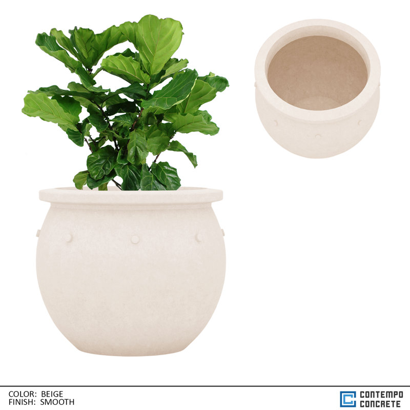 Jardinière Zena, Beige lisse, H 24 po x l 36 po x P 36 po