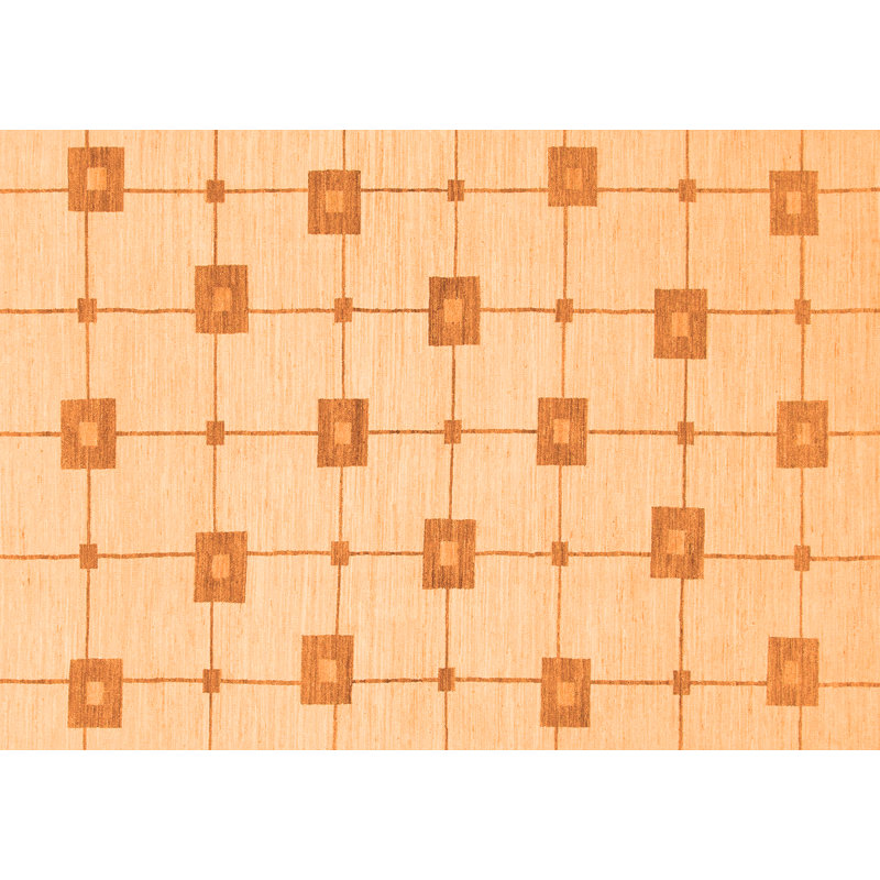 Square Orange Wool and Synthetic Stain-Resistant Area Rug