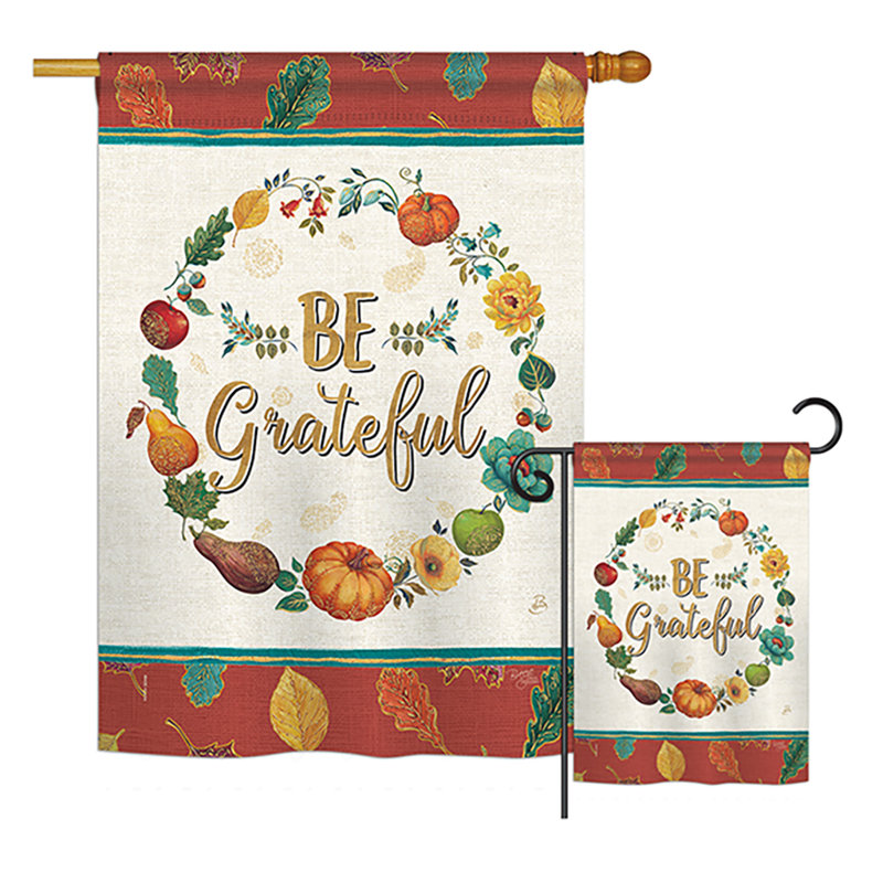 Ensemble de drapeaux en polyester 2 pièces Malton Be Grateful Fall Thanksgiving