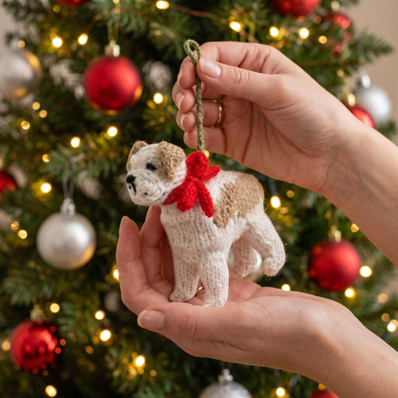 Arcadia Home Bulldog Hand-Knit Ornament
