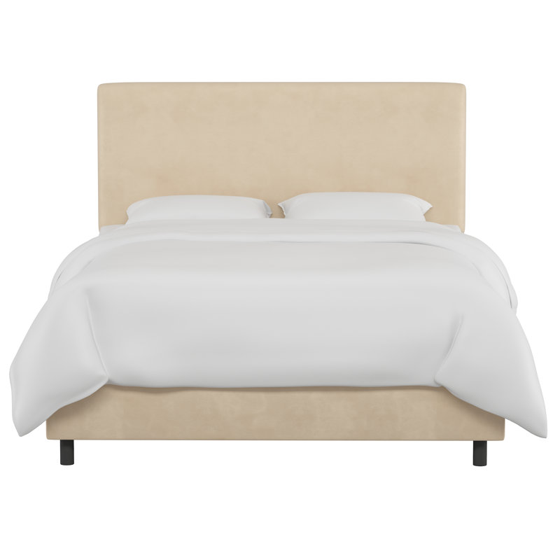 Lit tapissier Eisley, Grand, Velours perle classique
