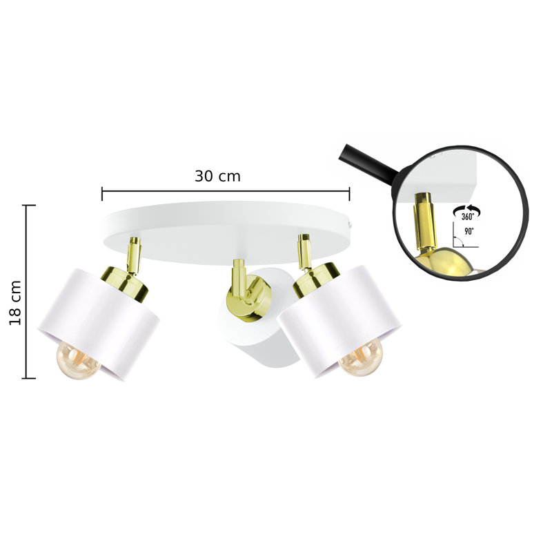 Baymore Ceiling Spotlight, White/Gold, White