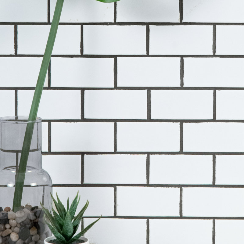 Silica White Subway 11 in. x 12 in. Glossy Porcelain Mosaic Floor and Wall Tile