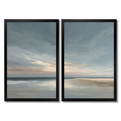 Golden Sunset, vue aérienne sur la plage, art mural sur la plage pour le salon, reproduction côtière brune sur toile 2 pièces