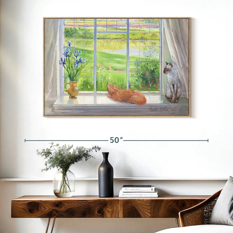 Brise du soir, Cadre flottant en bois naturel, 40 po x 27 po