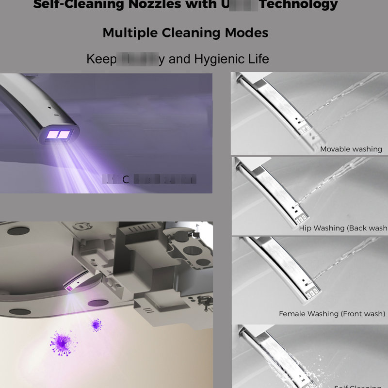 Starry Night - toilette intelligente activée, bidet intégré, couvercle de siège à ouverture / fermeture automatique, capteur de pied pour chasse d'eau, affichage à DEL, modes de lavage multiples, eau chaude et sécheuse dans la salle de bain