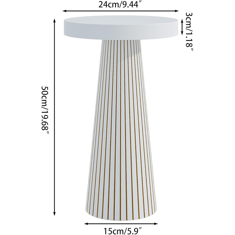 Mid Century Elegant Design Modern Night Stand Circle Bedside Table Side Table, White