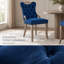 Ensemble de 2 fauteuils de salle à manger en velours capitonné, structure en bois massif et garniture en cuivre vieilli, bleu