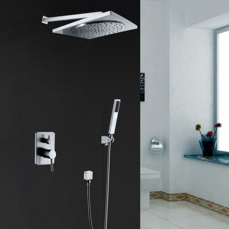 Elegant rainfall showerhead with adjustable spray settings and anti-clog silicone nozzles
