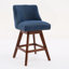 Ensemble de 2 tabourets de bar pivotants à hauteur de comptoir, siège de 26 po de hauteur, ensemble de tabourets de bar rembourrés, tissu bleu-1492623199