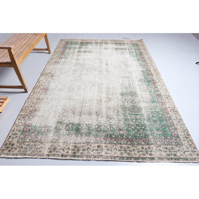 Grand tapis turc beige antique pour le salon - tapis décoratif Boho vieilli