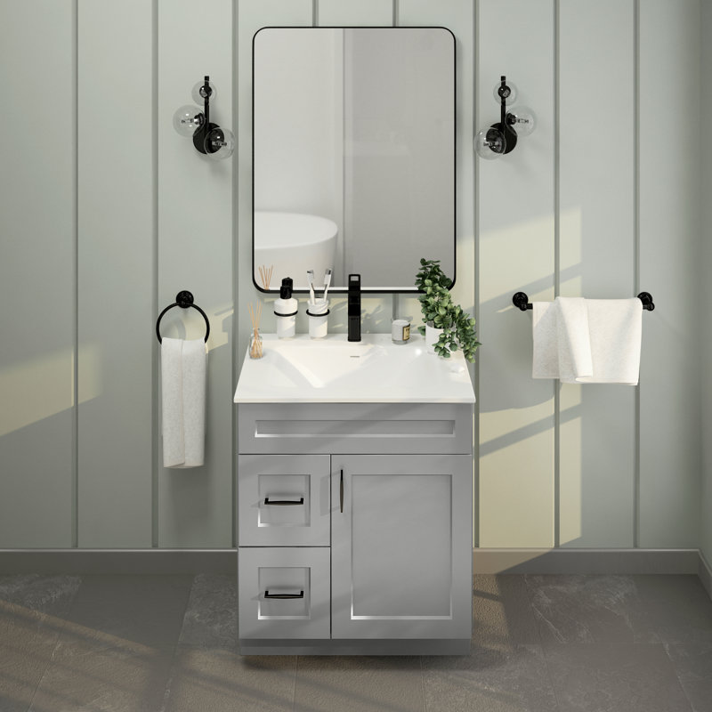 Light Gray Shaker 30" Bathroom Vanity with Drawers