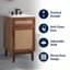 Javer 20 in. W x 18 in. D x 33 in. H Bohemian Rattan Freestanding 2-Shelf Bath Vanity Cabinet Base Only (Sink Basin not Included), Walnut-93805411