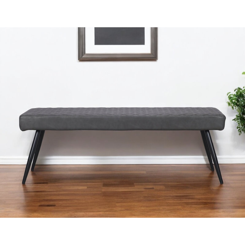 Banc de salle à manger rembourré en similicuir 54 po gris foncé et noir
