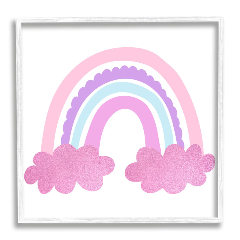 Ba-896, impression arc-en-ciel rose et nuages encadrée sur bois par Kim Allen, Estampe numérique encadrée blanc bord de mer