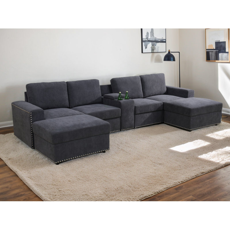 Marmolejo 7 - Piece Upholstered Sectional, Gray Flannel