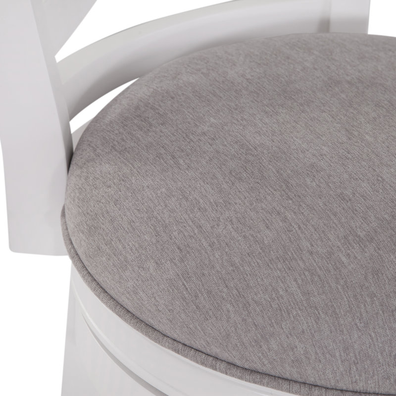 Berniece Swivel Upholstered Counter Stool with Solid Wood Frame, White, Counter Stool (26" Seat Height)