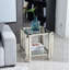 Table de bout carrée, table de bout moderne en acier inoxydable, table basse en verre trempé transparent double couche, table d'appoint avec rangement, pour le bureau à domicile-1081663235