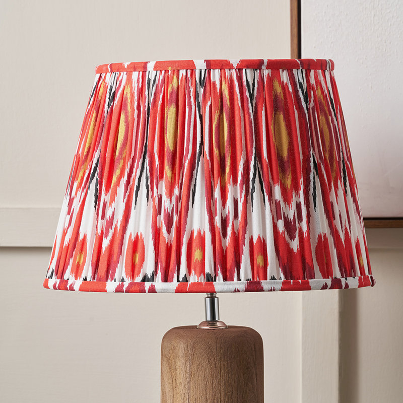 Pleated Cotton Cylinder Shade, 21cm H x 30cm W x 30cm D, Red