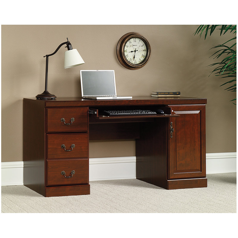 Cherry Finish Computer Credenza Desk