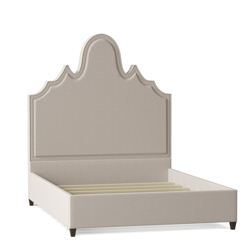Amalie Upholstered Bed, Queen, Bella Black Performance Velvet, Brown Mahogany