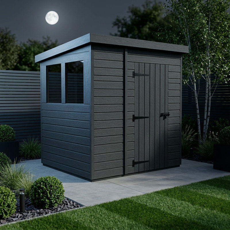 Total Sheds 5ft x 4ft Composite Pent Garden Shed - Single Door - With Windows - EPDM Rubber Roof - UK Manufactured