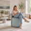 Fauteuil d'appoint pivotant en velours, fauteuil de coiffeuse confortable avec dossier incurvé et rangement dissimulé-750016704