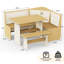 Ensemble de coin-repas moderne en forme de L, table de coin de cuisine avec ports USB et tablette de rangement, ensemble compact pour 3-4-1453151510