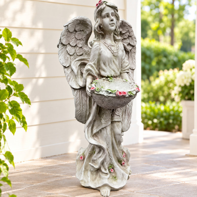 Angel Garden Statue with Rose Basket