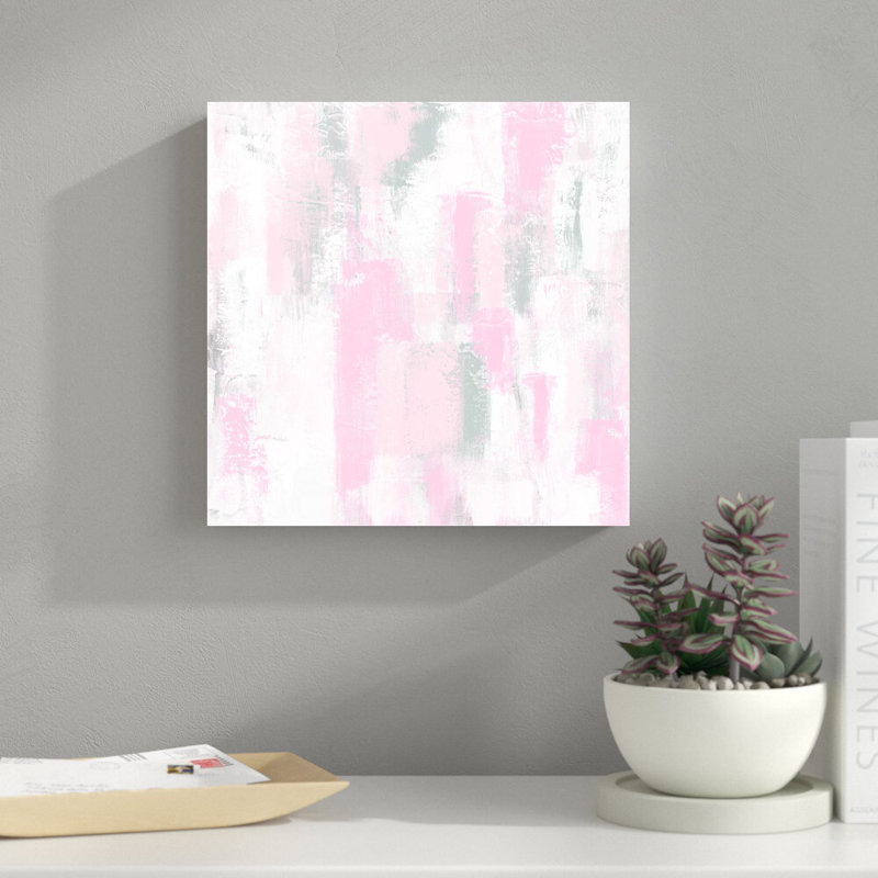 " Blush And Grey Abstract " Painting Print, 12" H x 12" W