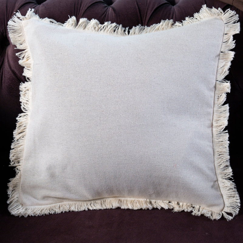 Ashippun White Square Cushion Cover, Raw/White