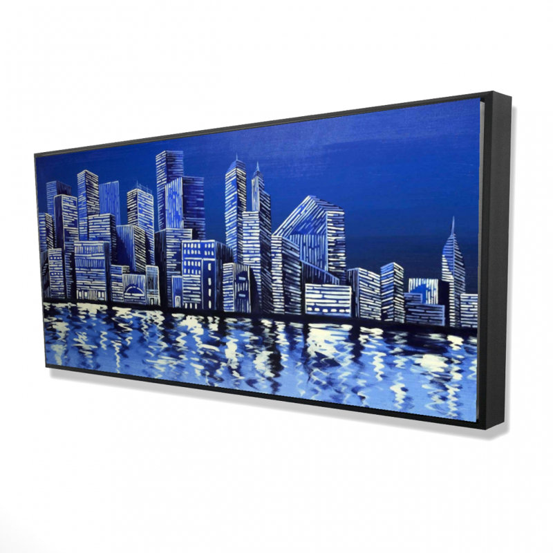 Blue skyline - 24"x48" Framed canvas